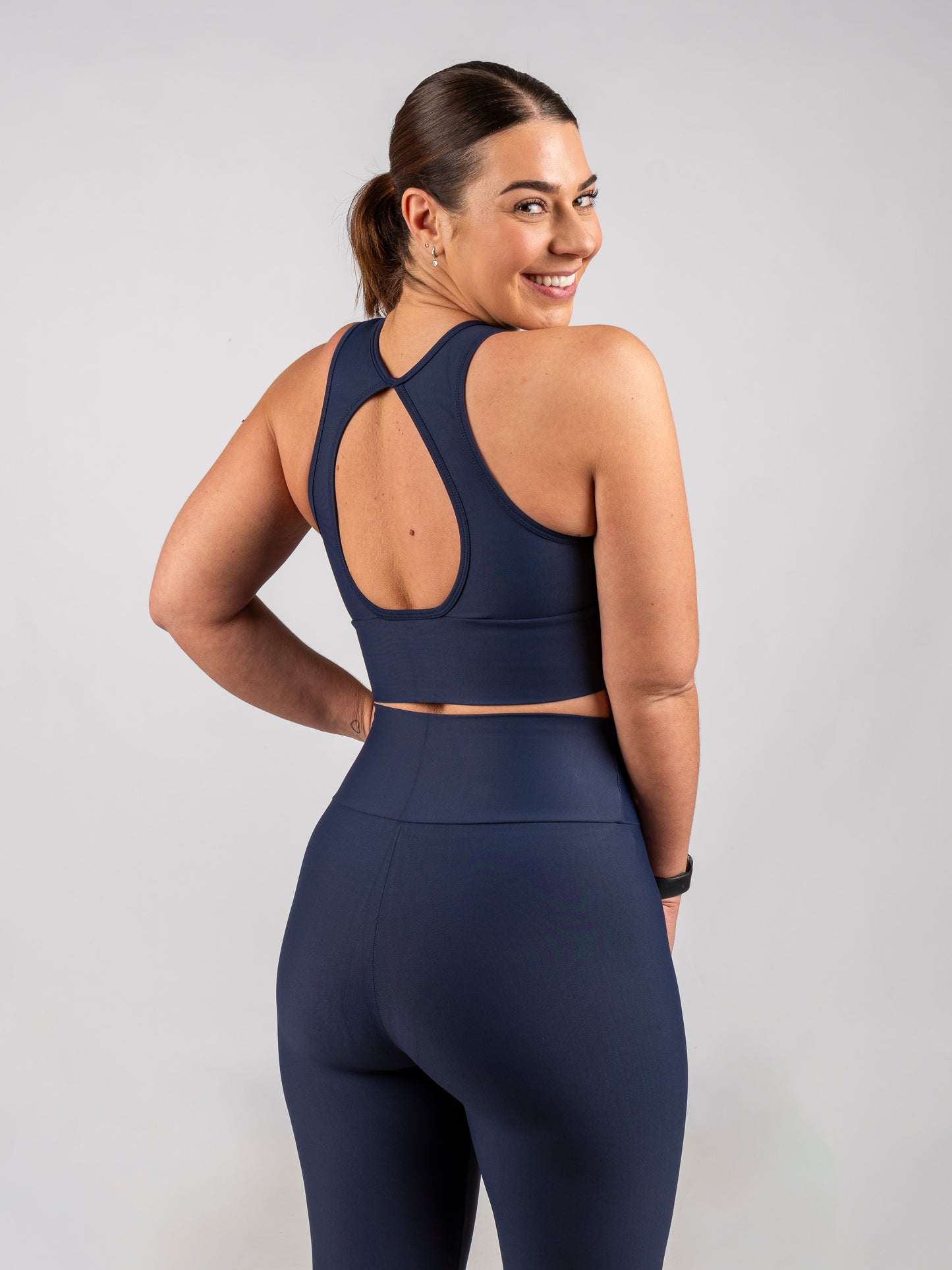 Navy Decote -Cropped Bra