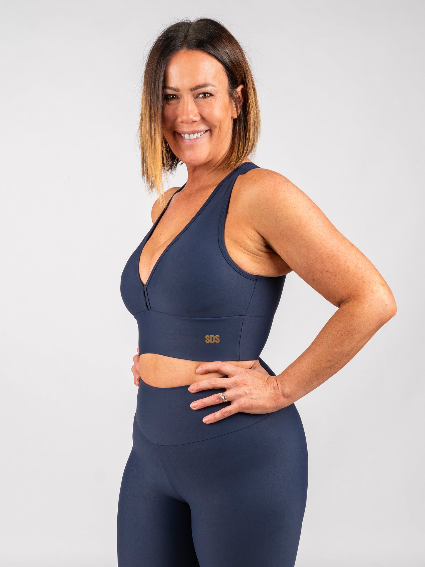 Navy Decote -Cropped Bra