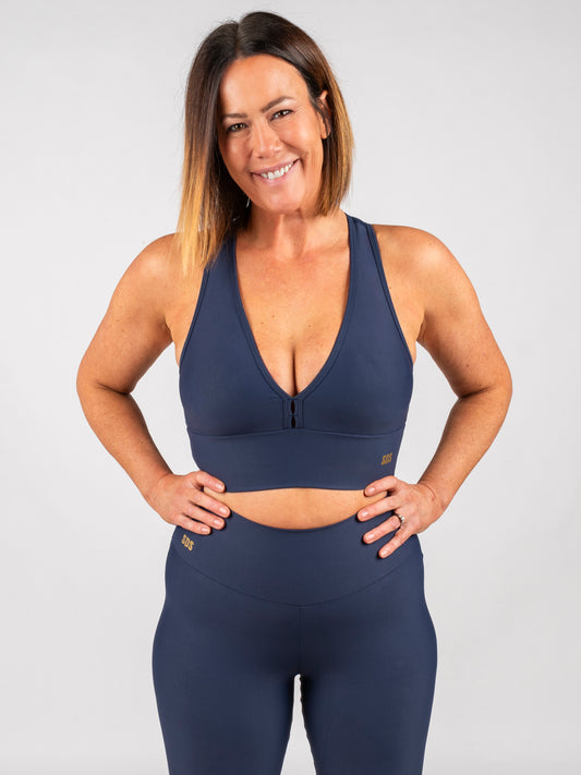Navy Decote -Cropped Bra
