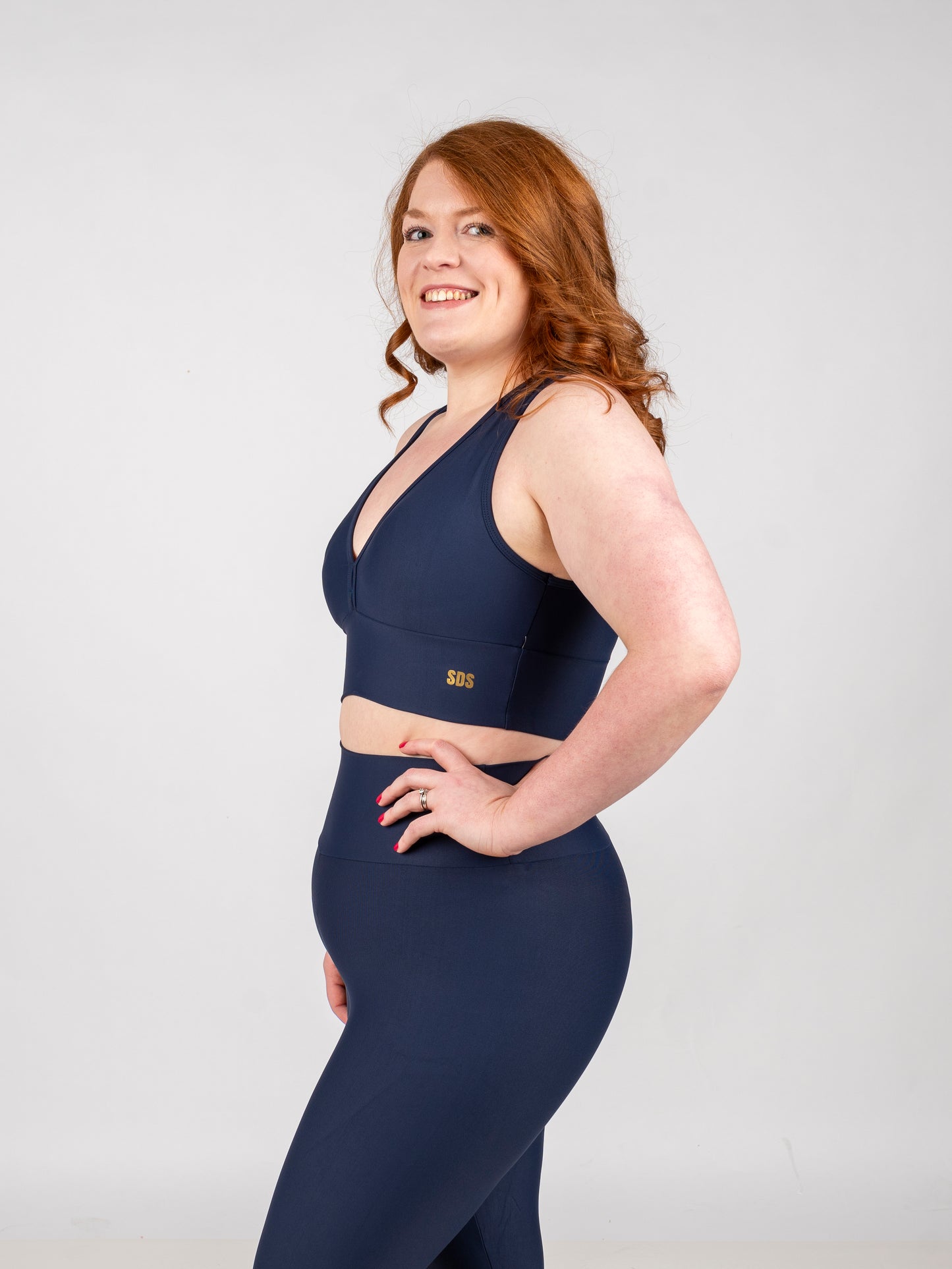 Navy Decote -Cropped Bra