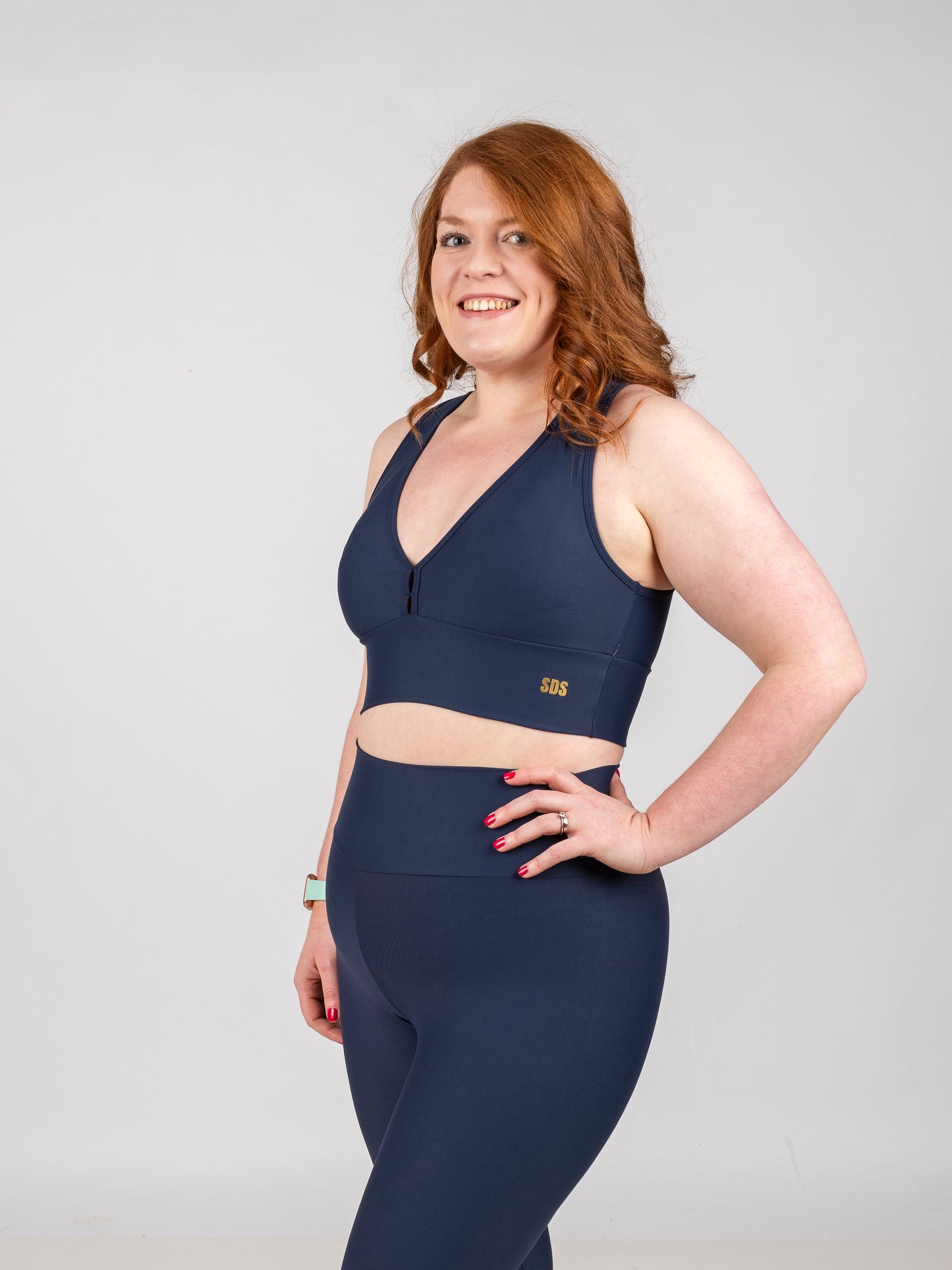 Navy Decote -Cropped Bra