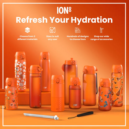 Leak Proof 1 Litre Water Bottle, Stainless Steel, Hearty Orange, 1L